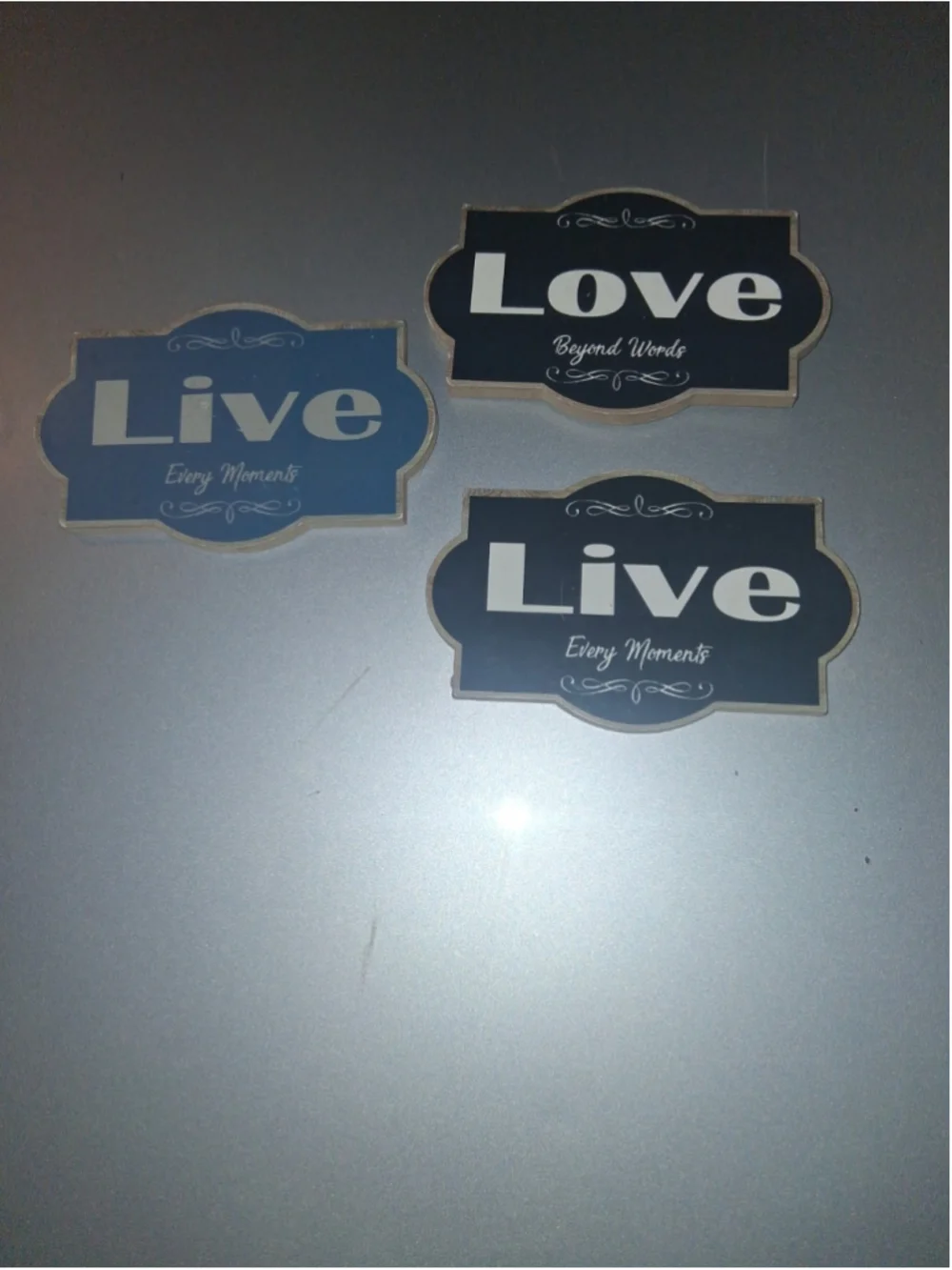 Lot of 3 decorative wall signs Blue/Black